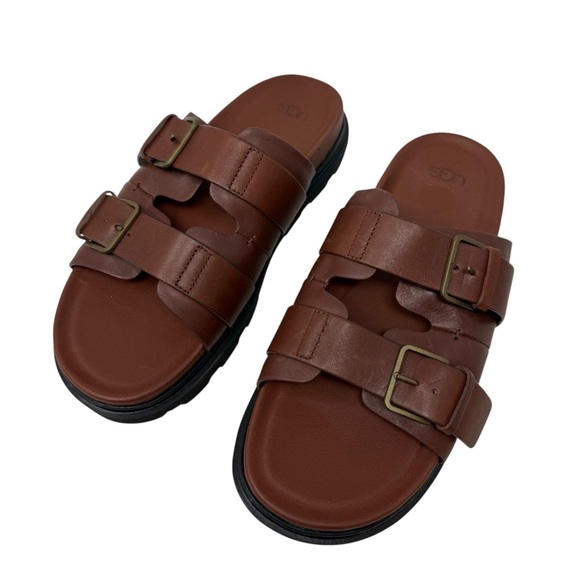 UGG Capitola Buckle Men’s Size 9 Slides Brown Full-Grain Leather Sandals  New main image 6